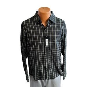 Bruno Men’s Black and Green Checkered Dress Shirt, Size Large, NWT